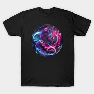 Guardian of the Night: Moonlit Dragon Circle T-Shirt